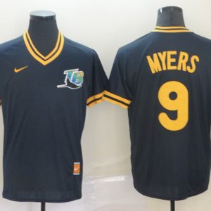 MLB Tampa Bays Rays #9 Myers Navy Blue Throwback Mens Jersey