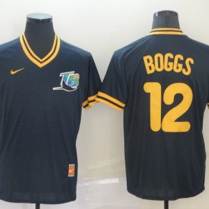 MLB Tampa Bays Rays #12 Boggs Navy Blue Throwback Mens Jersey