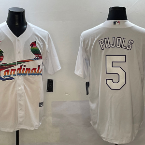 Men's St. Louis Cardinals #5 Albert Pujols White Jersey
