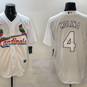 Men's St. Louis Cardinals #4 Yadier Molina Winn White Jersey