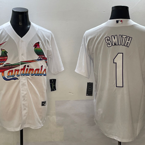 Men's St. Louis Cardinals #1 Ozzie Smith Winn White Jersey