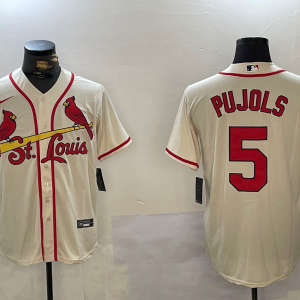 MLB St. Louis Cardinals #5 Pujols Cream Nike Game Stitched Jersey