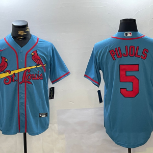 MLB St. Louis Cardinals #5 Pujols Blue Nike Game Stitched Jersey