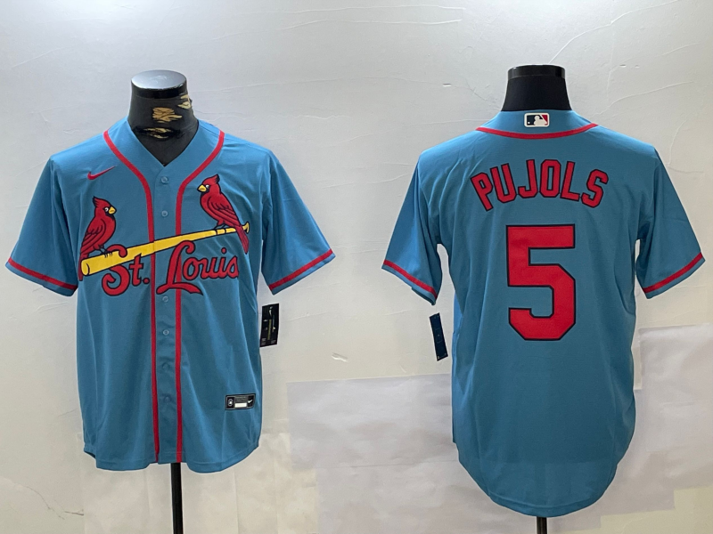 MLB St. Louis Cardinals #5 Pujols Blue Nike Game Stitched Jersey