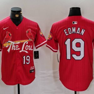Men's St. Louis Cardinals #19 Tommy Edman Red 2024 City Connect Stitched Baseball Jersey
