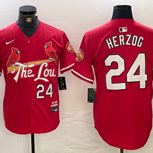 Men's St. Louis Cardinals #24 Whitey Herzog Red 2024 City Connect Limited Stitched Jersey