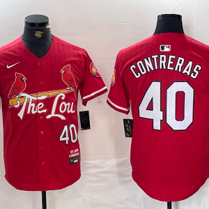 Men's St. Louis Cardinals #40 Willson Contreras Red 2024 City Connect Stitched Baseball Jersey