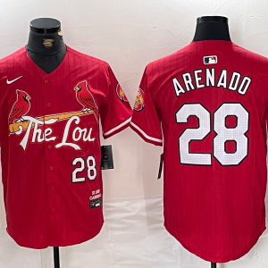 Men's St. Louis Cardinals #28 Nolan Arenado Red 2024 City Connect Stitched Baseball Jersey