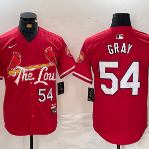 Men's St. Louis Cardinals #54 Gray Red 2024 City Connect Stitched Baseball Jersey