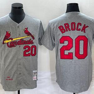 MLB St. Louis Cardinals #20 Brock Grey Throwback Jersey