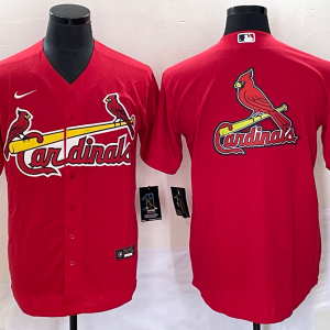 Men's St. Louis Cardinals Red Big Team Logo In Back Cool Base Stitched Jersey