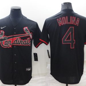MLB Cardinals #4 Yadier Molina Black Game Nike Jersey