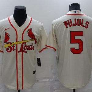MLB St. Louis Cardinals #5 Pujols Cream Game Nike Jersey