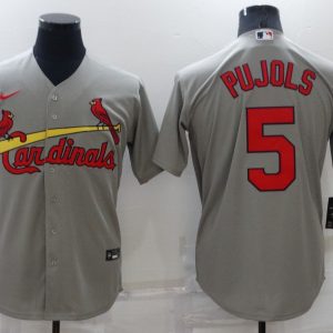 MLB St. Louis Cardinals #5 Pujols Grey Game Nike Jersey