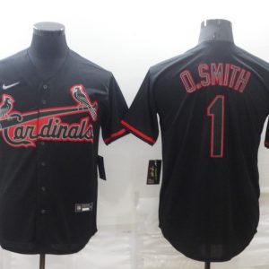 MLB Cardinals #1 O.Smith Black Game Nike Jersey
