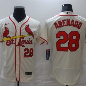 MLB St. Louis Cardinals #28 Nolan Arenado Cream Flex Base Elite Jersey