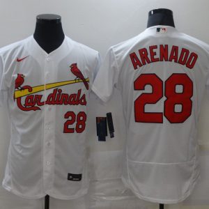 MLB St. Louis Cardinals #28 Nolan Arenado White Flex Base Elite Jersey