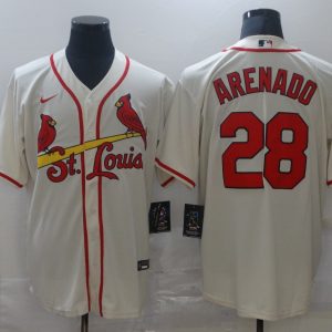 MLB St. Louis Cardinals #28 Nolan Arenado Cream Game Nike Jersey