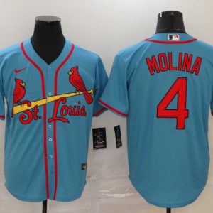 MLB Cardinals #4 Yadier Molina Blue Game Nike Jersey