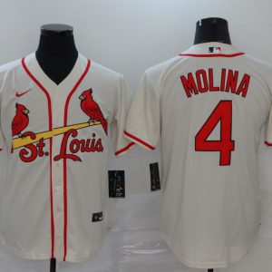 MLB Cardinals #4 Yadier Molina Cream Game Nike Jersey