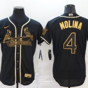 MLB Cardinals #4 Yadier Molina Black Golden Flex Base Elite Jersey