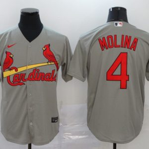 MLB Cardinals #4 Yadier Molina Grey Game Nike Jersey