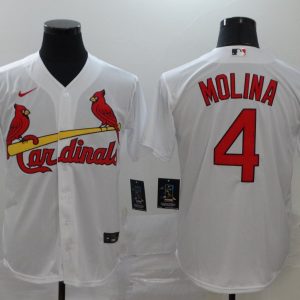 MLB Cardinals #4 Yadier Molina White Game Nike Jersey