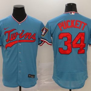 MLB Minnesota Twins #34 Kirby Puckett Blue Base Elite Jersey
