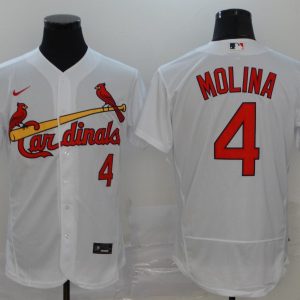 MLB Cardinals #4 Yadier Molina White Flex Base Elite Jersey