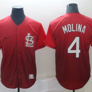 MLB Cardinals #4 Yadier Molina Red Fadeaway Men Jersey