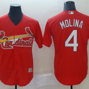 MLB Cardinals #4 Yadier Molina Red Game Men's Jersey