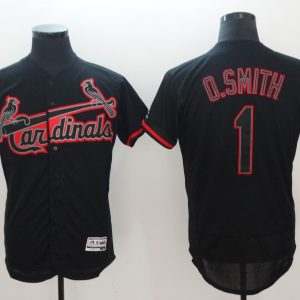 Men's St. Louis Cardinals #1 Ozzie Smith Black MLB Fashion Majestic Elite Jersey