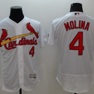 Majestic MLB St.Louis Cardinals #4 Molina White Elite Jersey