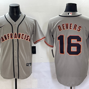 Men's San Francisco Giants #16 Rafael Devers Grey Stitched Baseball Jersey