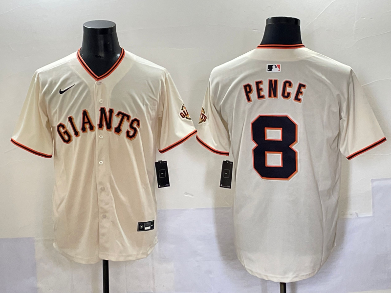 Men's San Francisco Giants #8 Pence Cream Stitched Baseball Jersey
