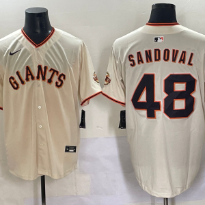 Men's San Francisco Giants #48 Sandoval Cream Stitched Baseball Jersey