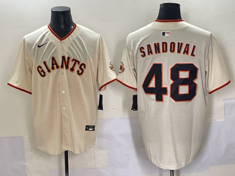 Men's San Francisco Giants #48 Sandoval Cream Stitched Baseball Jersey