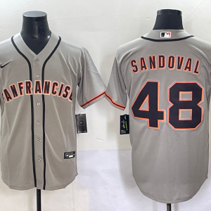 Men's San Francisco Giants #48 Sandoval Grey Stitched Baseball Jersey