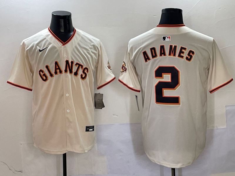Men's San Francisco Giants #2 Adames Cream Stitched Baseball Jersey