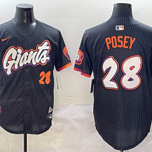 Men's San Francisco Giants #28 Buster Posey Anthracite 2025 City Connect Limited Jersey