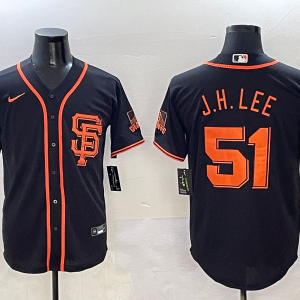 Men's San Francisco Giants #51 Jung Hoo Lee Black Stitched Baseball Jersey