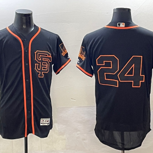 MLB San Francisco Giants #24 Mays Black Flex Base Elite Jersey