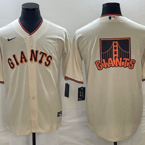 Men's San Francisco Giants Cream Team Big Logo Cool Base Stitched Baseball Jersey
