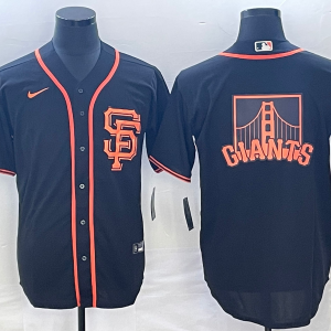 Men's San Francisco Giants Black Team Big Logo Cool Base Stitched Baseball Jersey