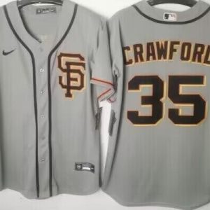 MLB San Francisco Giants #35 Brandon Crawford Grey Game Jersey