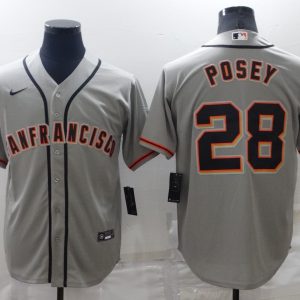 MLB San Francisco Giants #28 Posey Grey Game Nike Jersey
