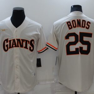 MLB San Francisco Giants #25 Barry Bonds Cream Throwback Jersey