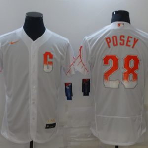 MLB San Francisco Giants #28 Buster Posey White City Connect Flex Base Elite Jersey