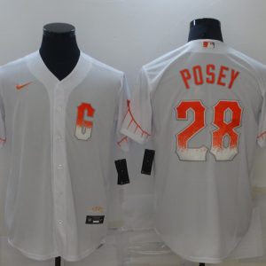 MLB San Francisco Giants #28 Buster Posey White City Connect Game Jersey