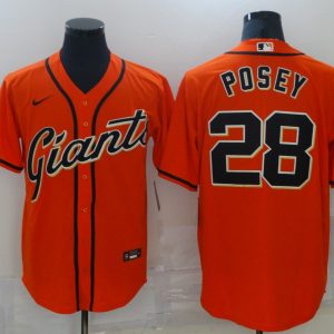 MLB San Francisco Giants #28 Posey Orange Game Nike Jersey